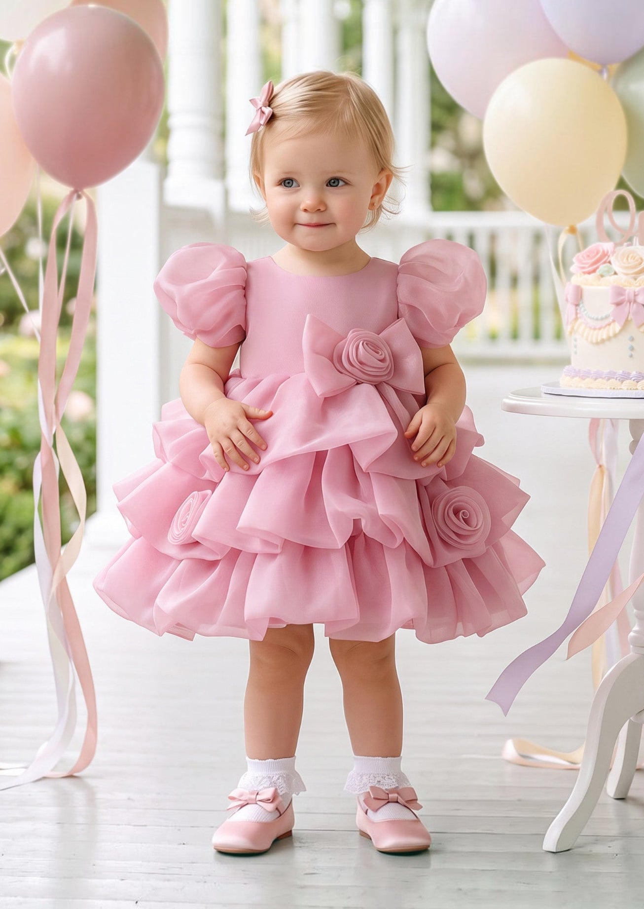 Teacups & Roses Baby Girl Birthday Dress