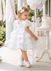 Teacups and Roses Baby Girl Birthday Dress in White