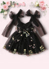 Spellbound Halloween Floral Party Dress in Black