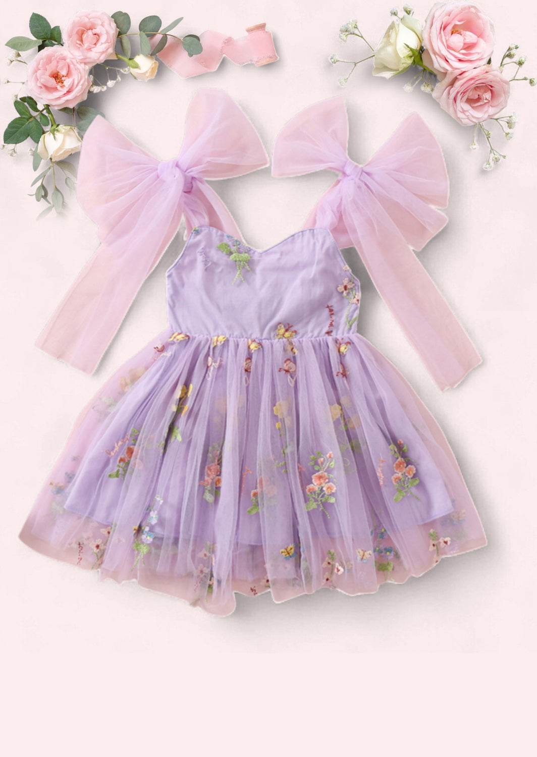 Spellbound Floral Party Dress in Lavender