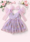 Spellbound Floral Party Dress in Lavender