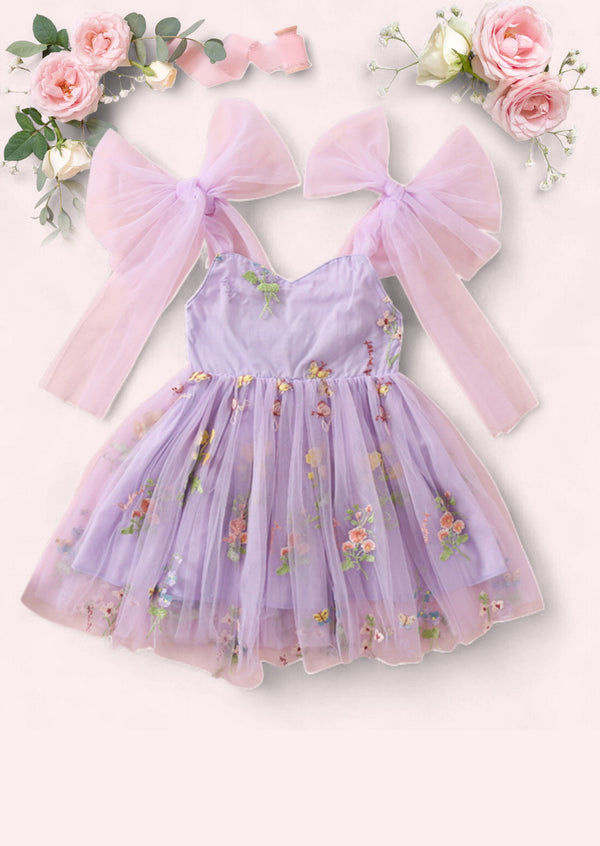 Spellbound Floral Party Dress in Lavender