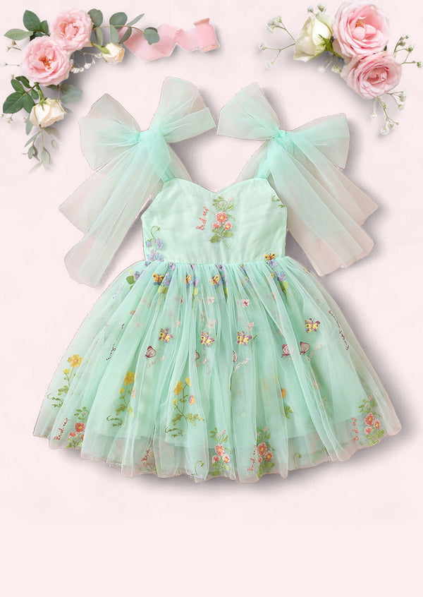 Spellbound Floral Party Dress in Mint