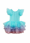 toddler girl aqua rainbow tutu dress