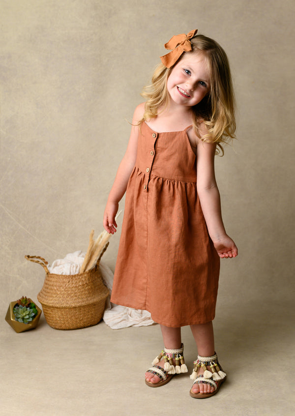 Brown Linen Cami Dress