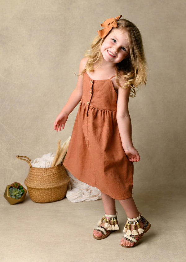 Brown Linen Cami Dress