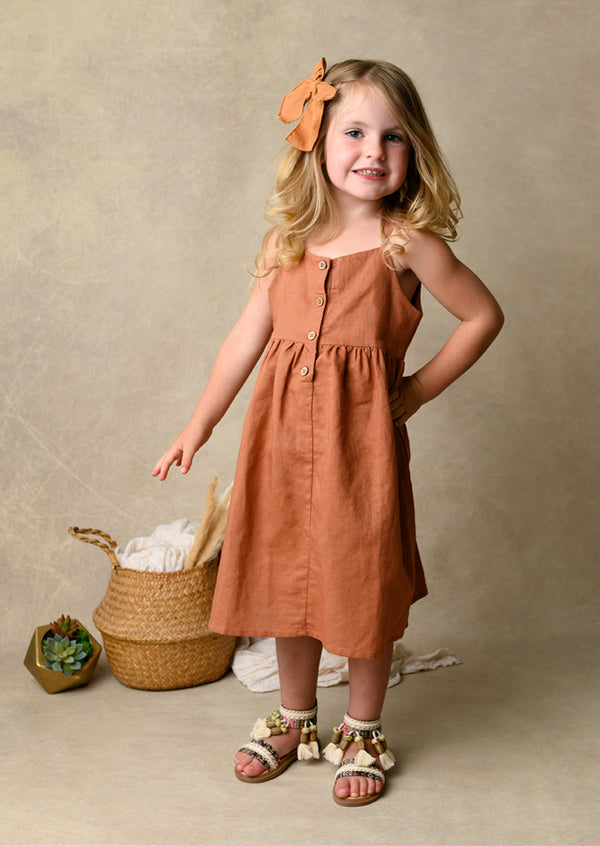 Brown Linen Cami Dress