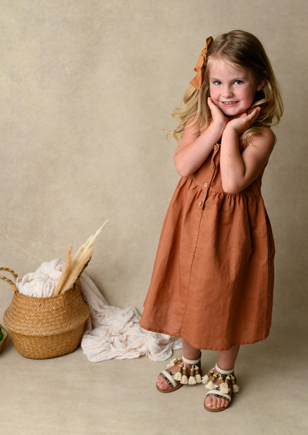 Brown Linen Cami Dress