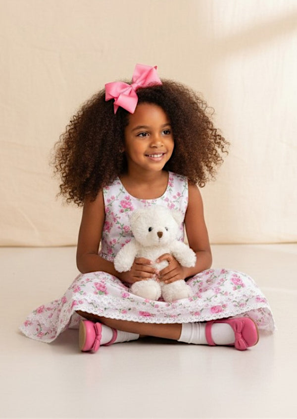 Coordinates beautifully with pink bows and white shoes