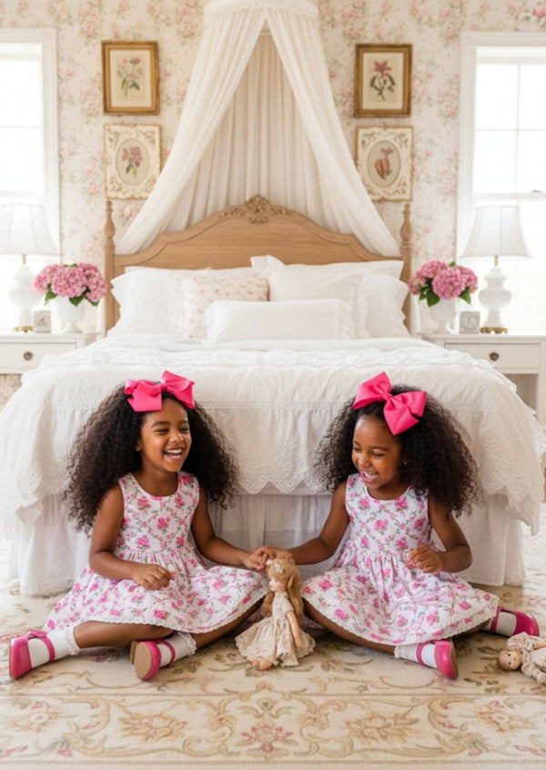 Coordinates beautifully with pink bows and white shoes