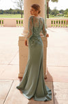 Green Beaded Tulle Mother of the Bride Gown | Stretch Satin