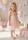 Pink Tulle Dress for Girls  Floral Strap Birthday Outfit standing