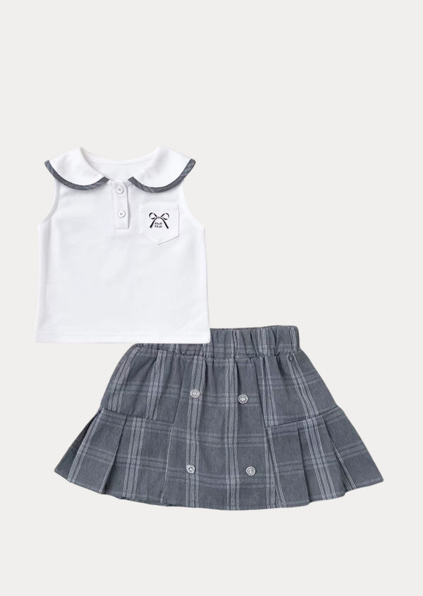 Twila Plaid Skirt and Sleeveless Polo Set