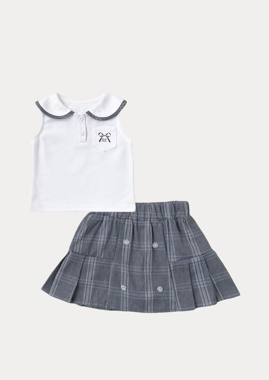Twila Plaid Skirt and Sleeveless Polo Set