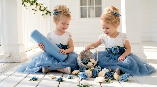 Dusty Blue Flower Girl Dress Inspiration & Wedding Color Guide Dusty Blue Flower Girl Dress Inspiration & Wedding Color Guide