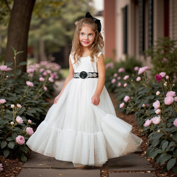 Sleeveless White Flower Girl Dresses for Weddings Classic Style