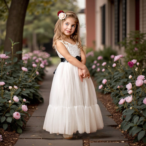 Sleeveless White Flower Girl Dresses for Weddings Classic Style