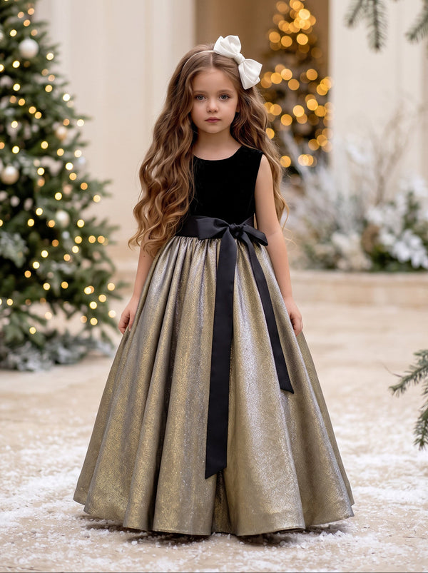 Valentina Dress Girls Black & Gold Dress | Flower Girl Dresses