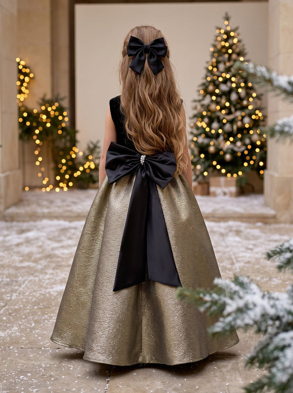 Valentina Dress Girls Black & Gold Dress | Flower Girl Dresses