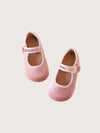 Girls Velvet Mary Jane Flats Pink | Little Girls Dress Shoes
