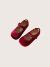 Sweet Velvet Girls Flats in Wine Red