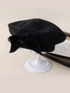 Girls Velvet Bow Knit Beret | Toddler & Girls Hats Black