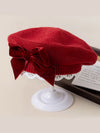 Girls Velvet Bow Knit Beret | Toddler & Girls Hats Red