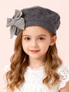 Girls Velvet Bow Knit Beret | Toddler & Girls Hats Gray