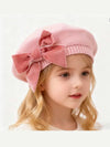 Girls Velvet Bow Knit Beret | Toddler & Girls Hats Pink