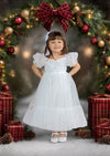 toddler girls white baptism dress, communion dress, special occasion party dress