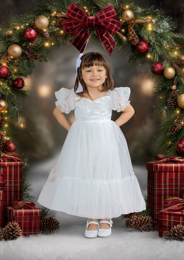toddler girls white baptism dress, communion dress, special occasion party dress
