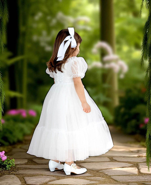 Victoria Sweetheart White Baptism Flower Girl Dress