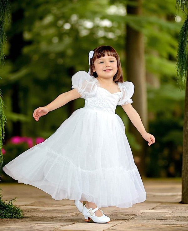 Victoria Sweetheart White Baptism Flower Girl Dress