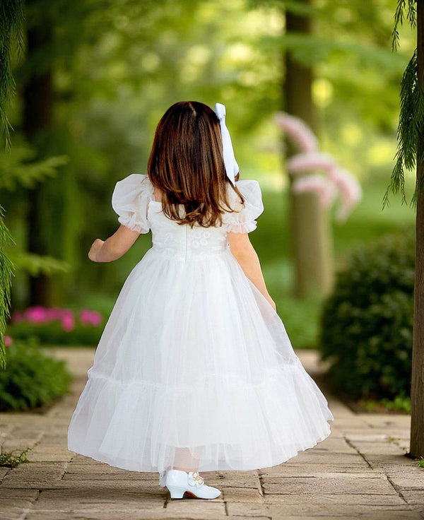 Victoria Sweetheart White Baptism Flower Girl Dress