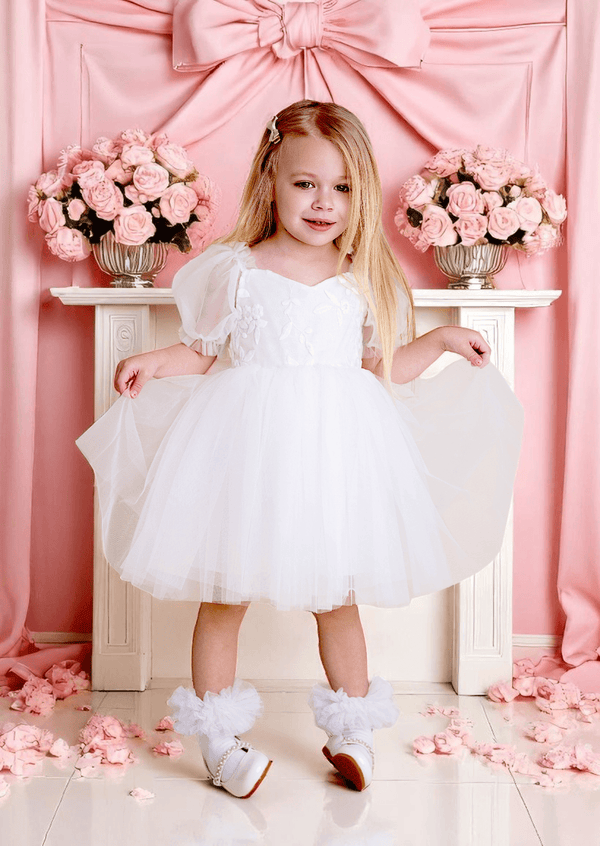 Victoria Sweetheart Knee Length White Baptism Dress