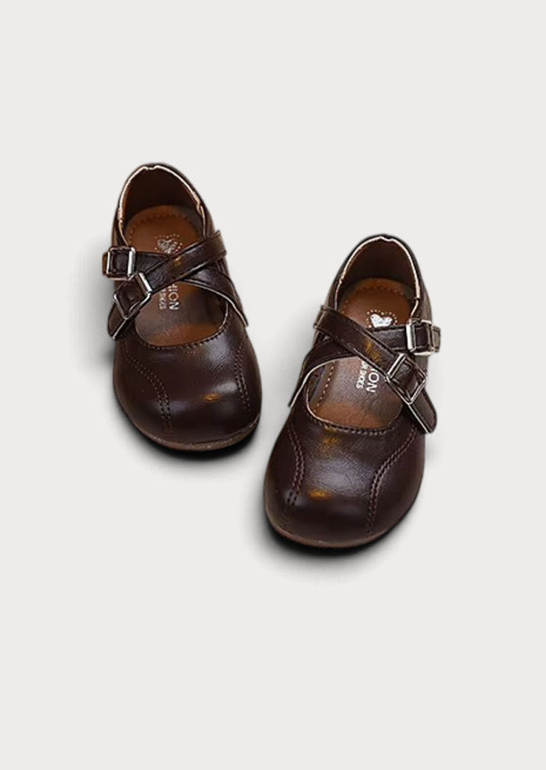 Vintage Charm Girls Mary Janes in Brown | Girls Flats