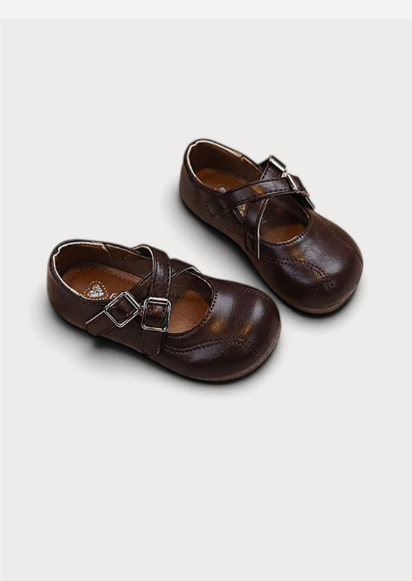 Vintage Charm Girls Mary Janes in Brown | Girls Flats