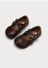 Vintage Charm Girls Mary Janes in Brown | Girls Flats