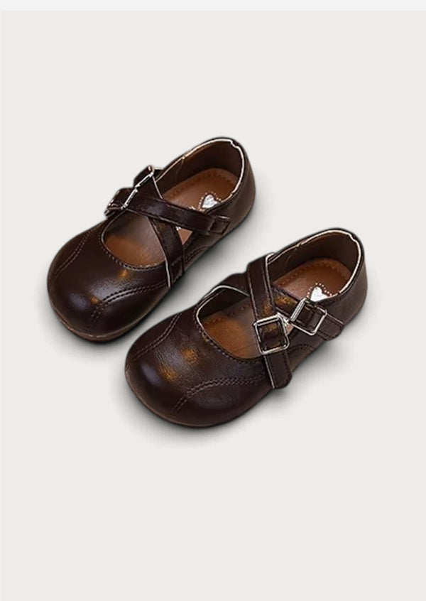 Vintage Charm Girls Mary Janes in Brown | Girls Flats