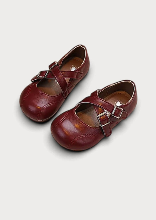 Vintage Charm Girls Mary Janes in Wine Red | Girls Flats