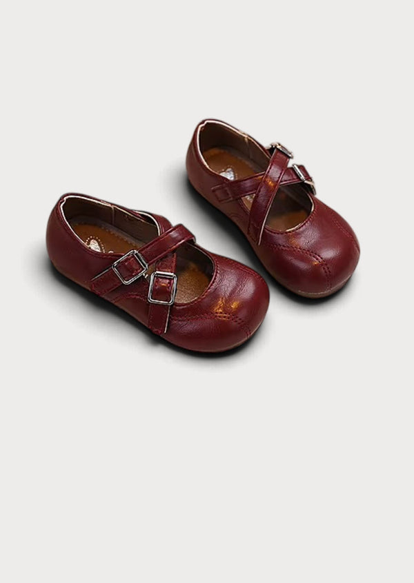 Vintage Charm Girls Mary Janes in Wine Red | Girls Flats