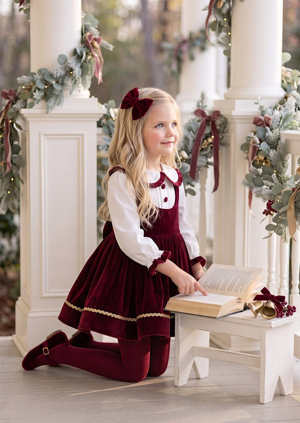 Vintage Raspberry Velvet Storybook Dress | Girls Holiday Dresses