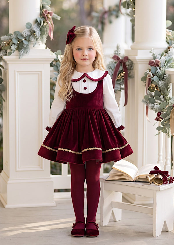 Vintage Raspberry Velvet Storybook Dress | Girls Holiday Dresses