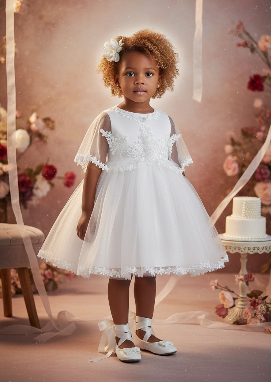 Violet Dress & Cape Set in White