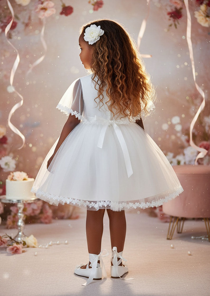 Violet Dress & Cape Set in White