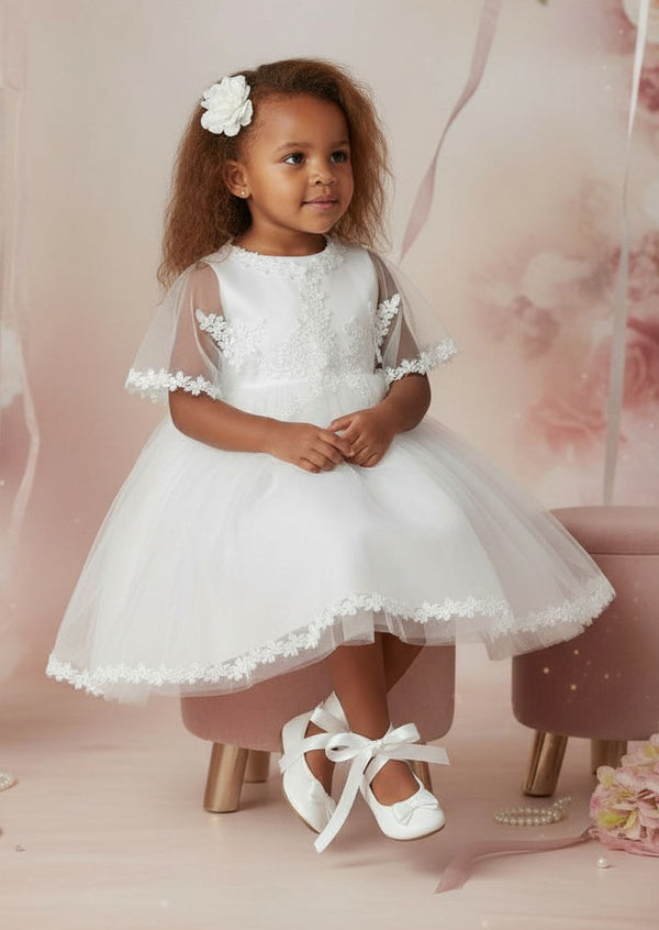 Violet Dress & Cape Set in White