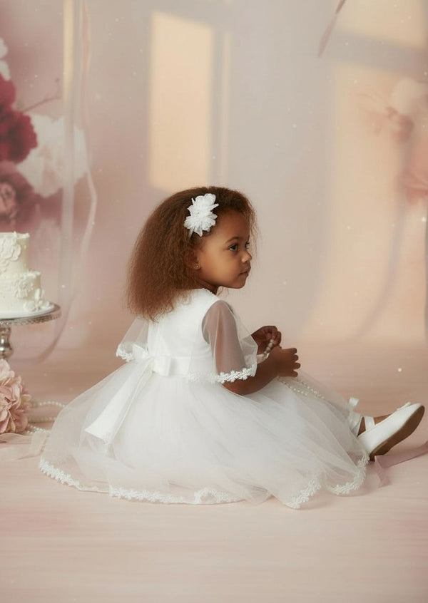 Violet Dress & Cape Set in White