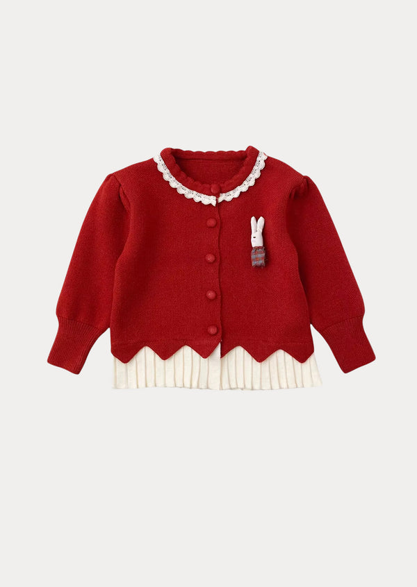 Wonderling Button Cardigan in Red