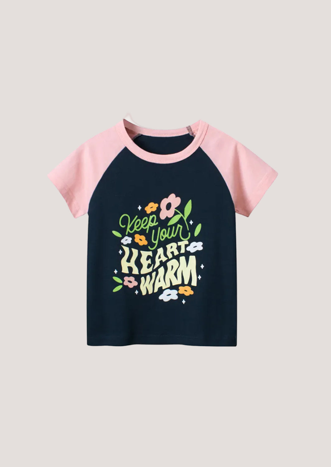Pink & Black Warm Heart Raglan Tee