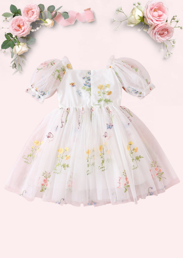 Enchanted Floral Party Dress in White